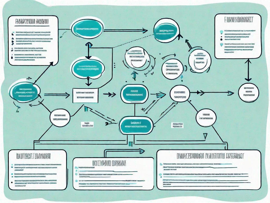 A flowchart with various symbols and arrows