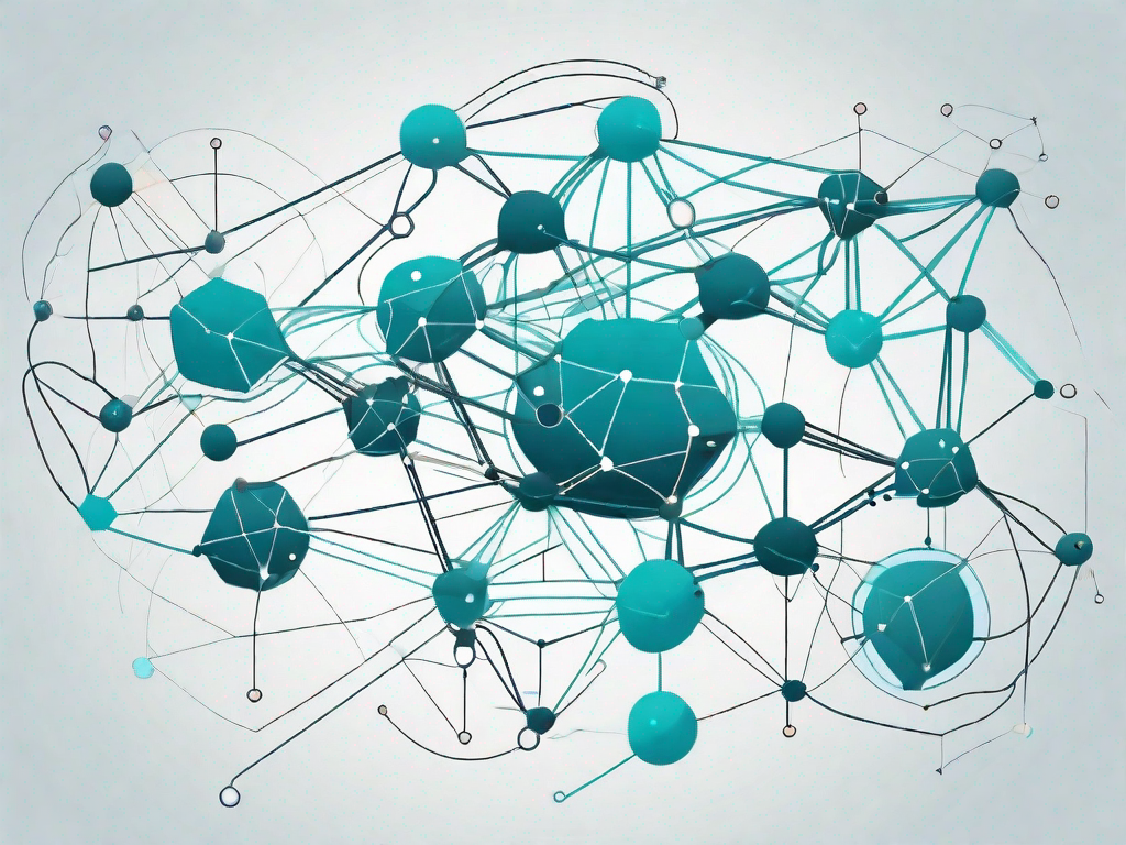 A complex network of interconnected nodes symbolizing data points