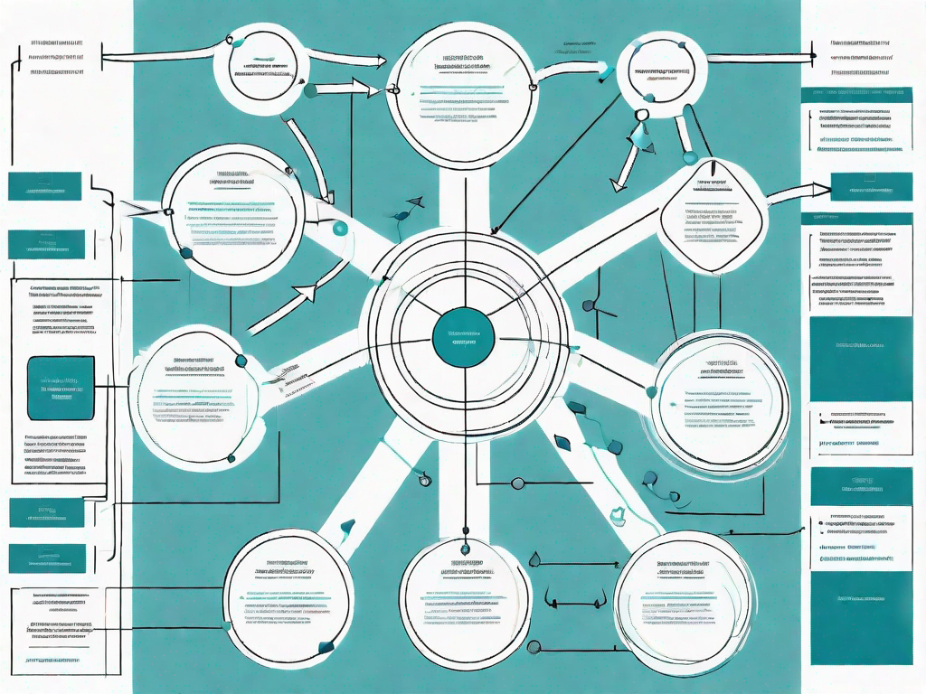 A flowchart with various interconnected nodes and pathways