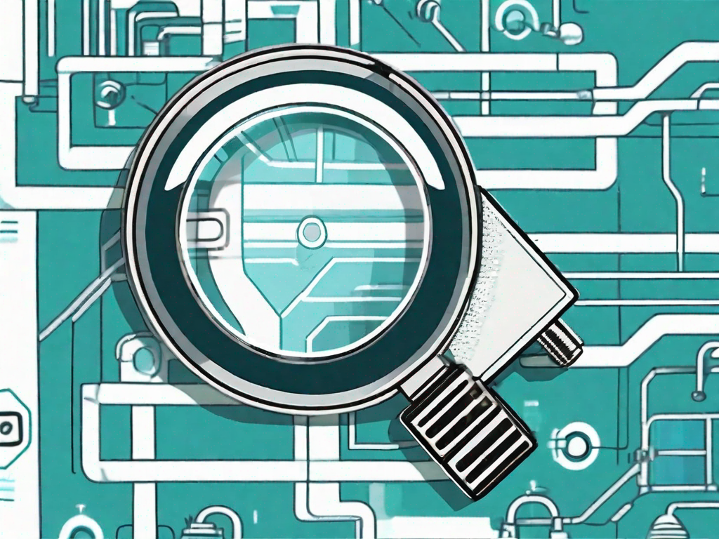 A magnifying glass examining a combination lock on a digital screen