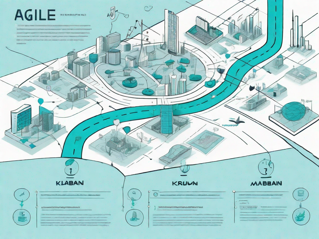 A map composed of various interconnected story elements