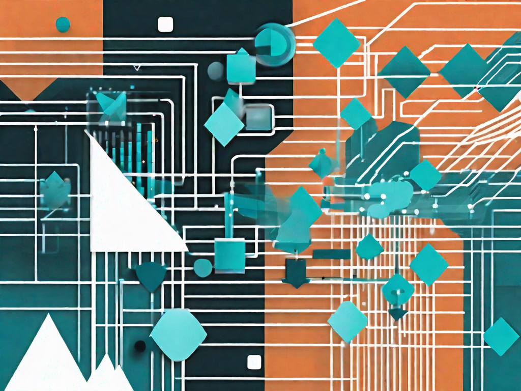 Various interconnected geometric shapes representing data points