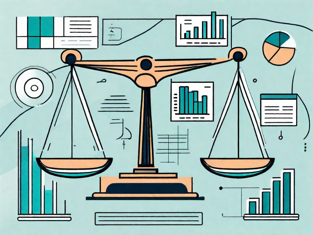 A balanced scale with different factors like charts