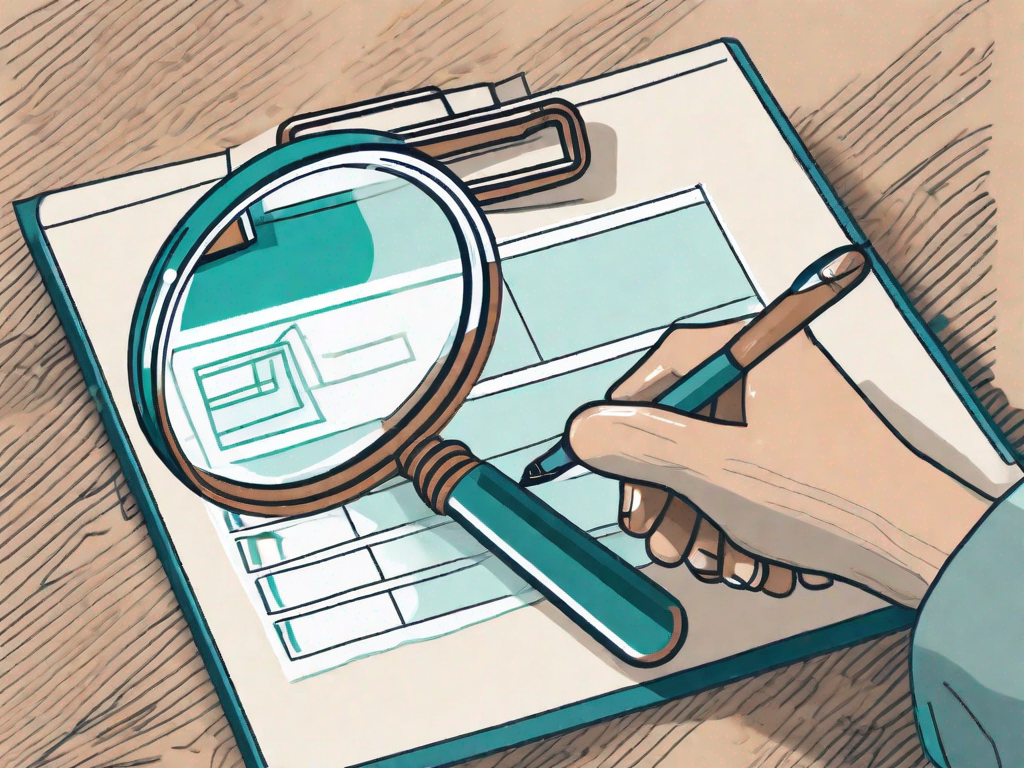 A magnifying glass examining a checklist on a clipboard