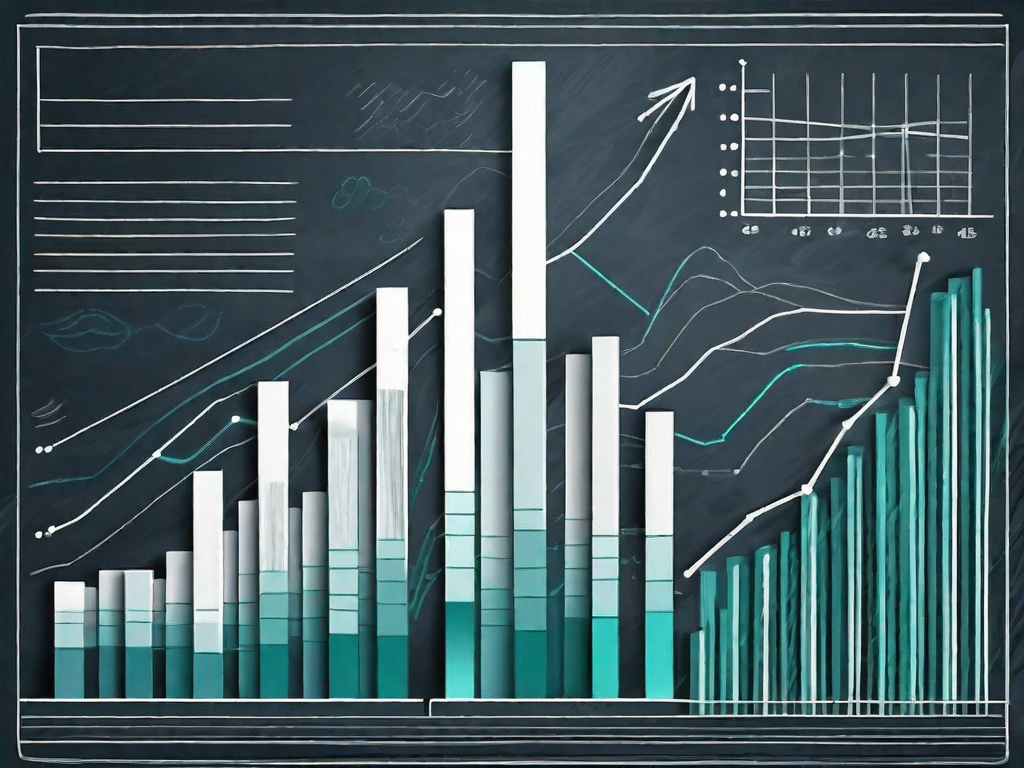 A chalkboard transitioning into a bar chart