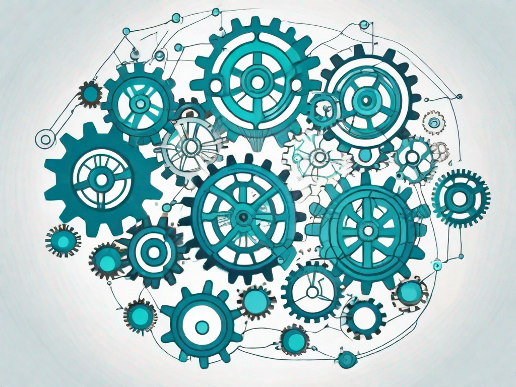 A complex network of interconnected gears and cogs