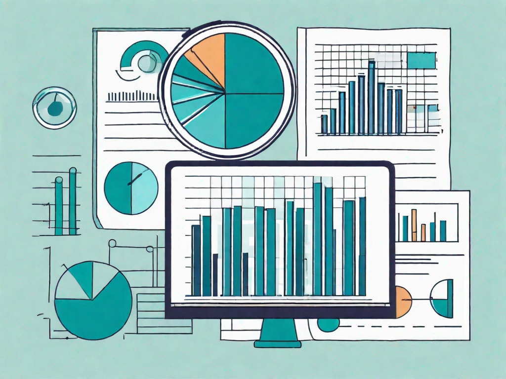 Various business-related icons such as a bar graph