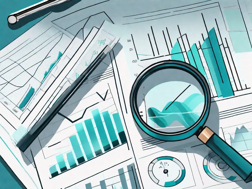 A magnifying glass hovering over a set of financial documents