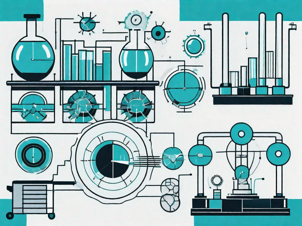 A manufacturing plant with various sections showing different stages of production