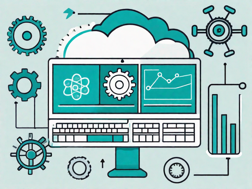 A cloud with seven different types of analytical tools or symbols (like graphs