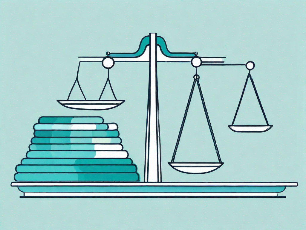 A balanced scale with business analysis tools on one side and an ngo building on the other