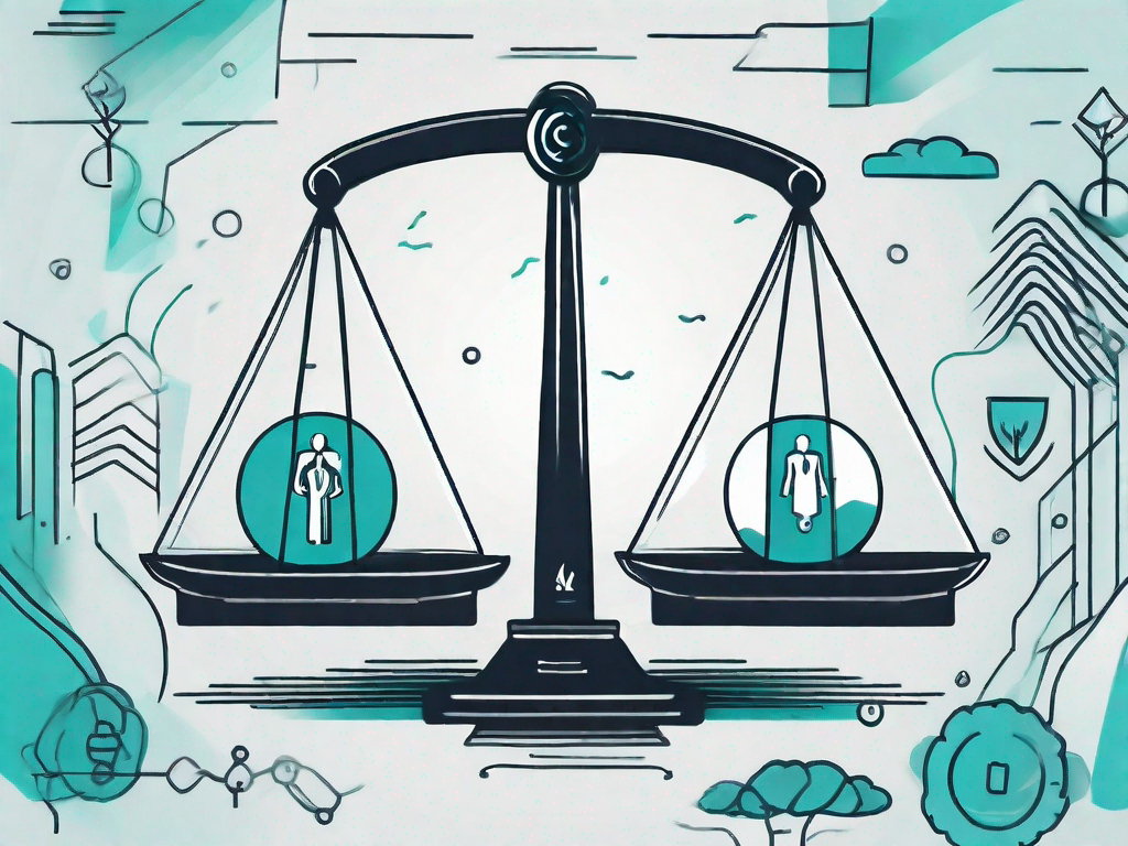 A balanced scale with symbols representing strengths