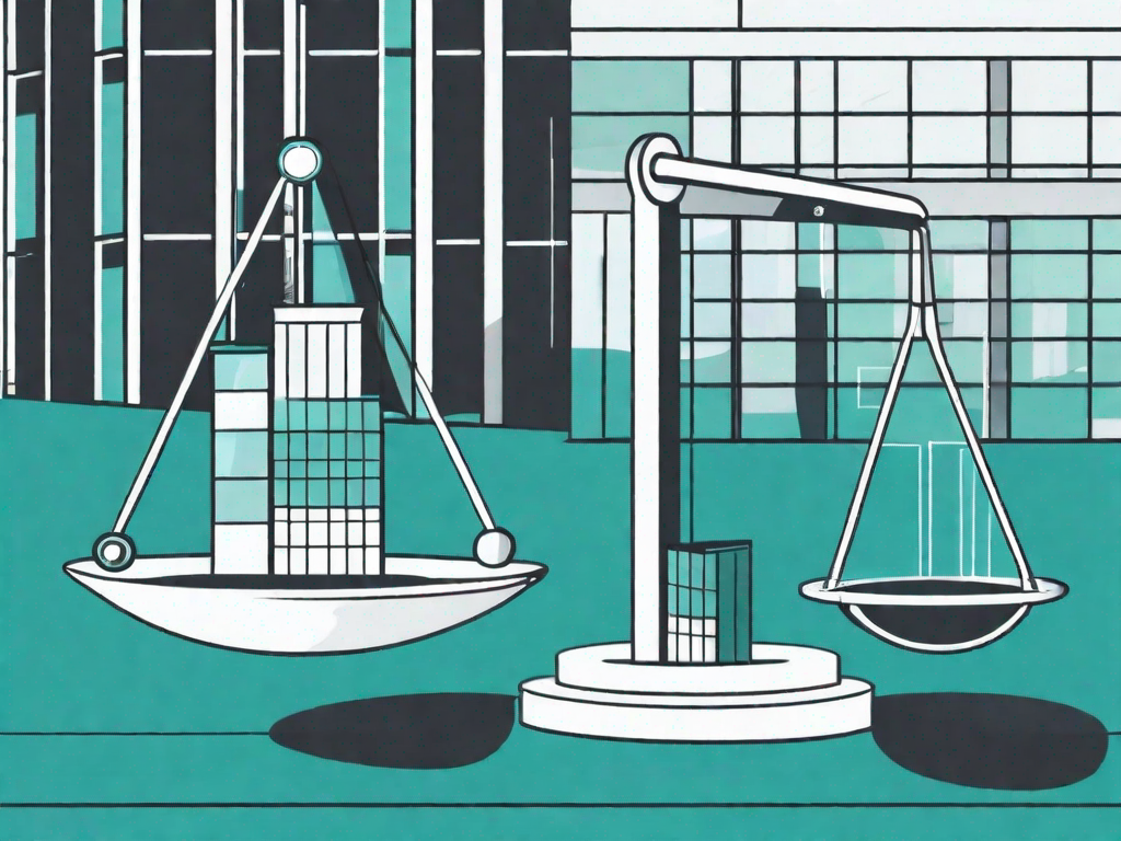 A balance scale balancing different business analysis tools like pie charts