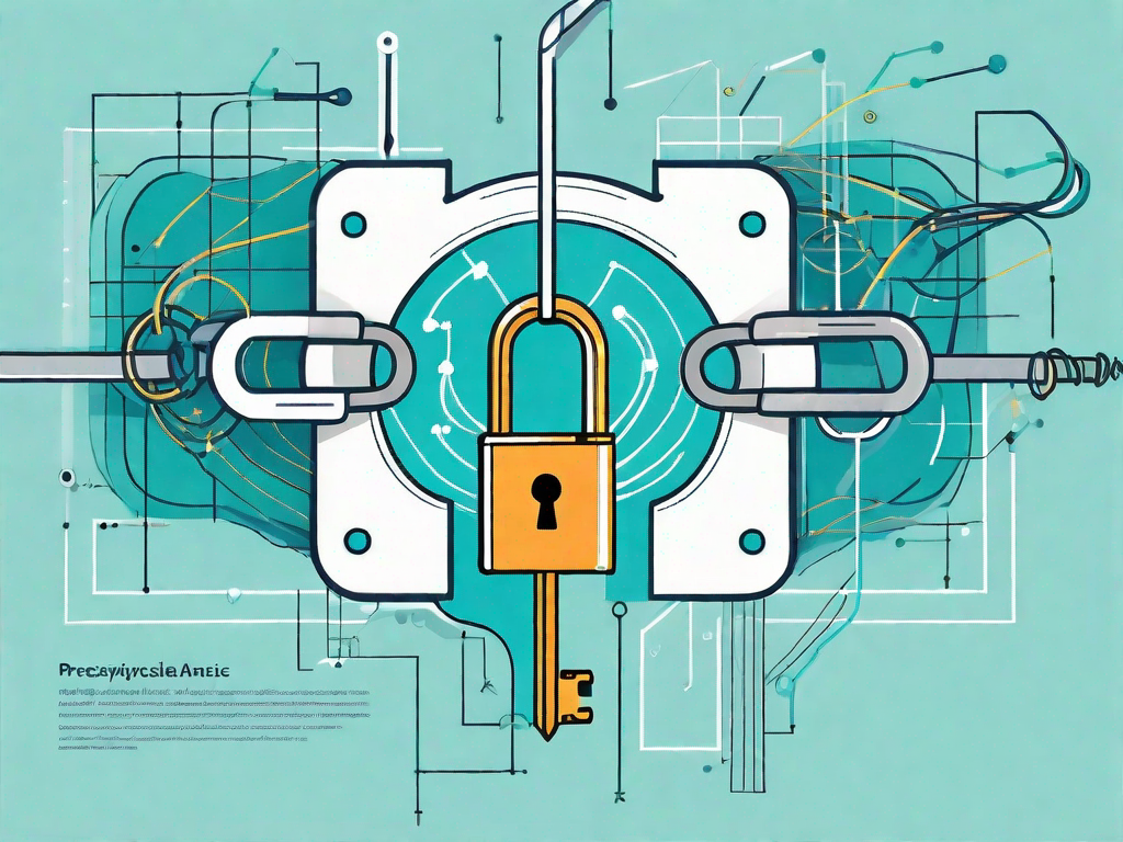 A large key turning in a lock that is integrated into a complex analytical graph