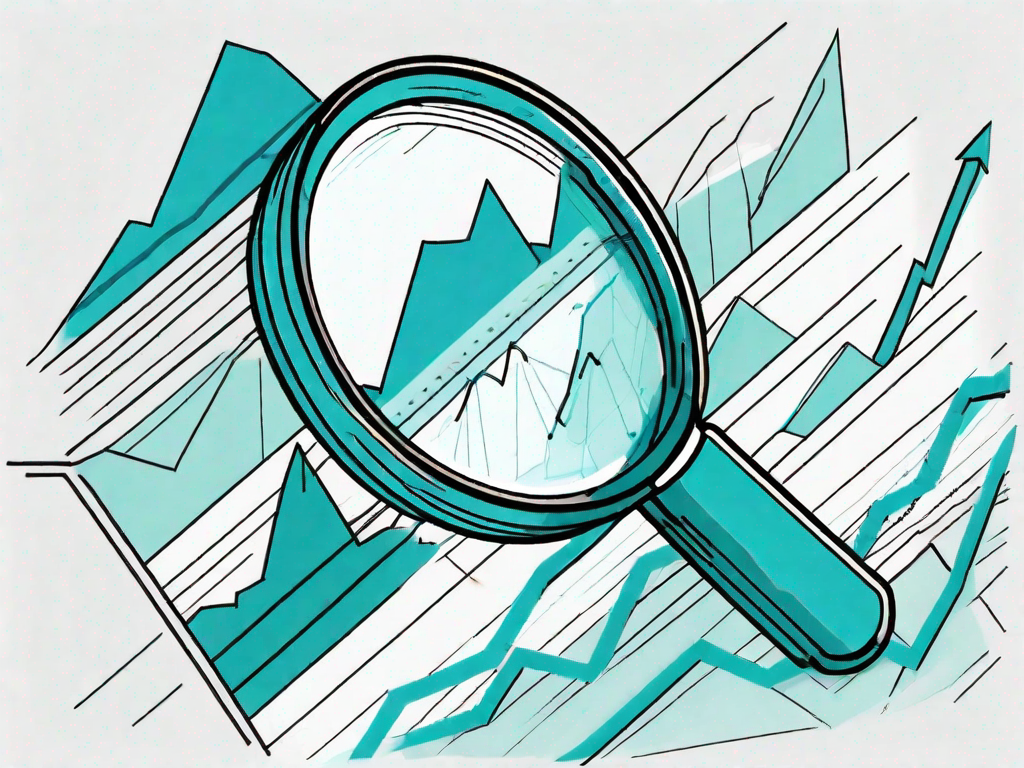 A magnifying glass focusing on a pie chart and bar graphs representing efficiency and waste reduction in business