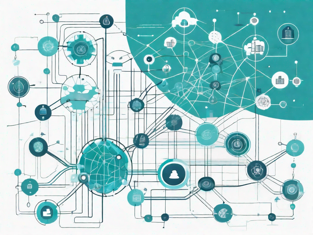 A complex network of interconnected nodes and pathways