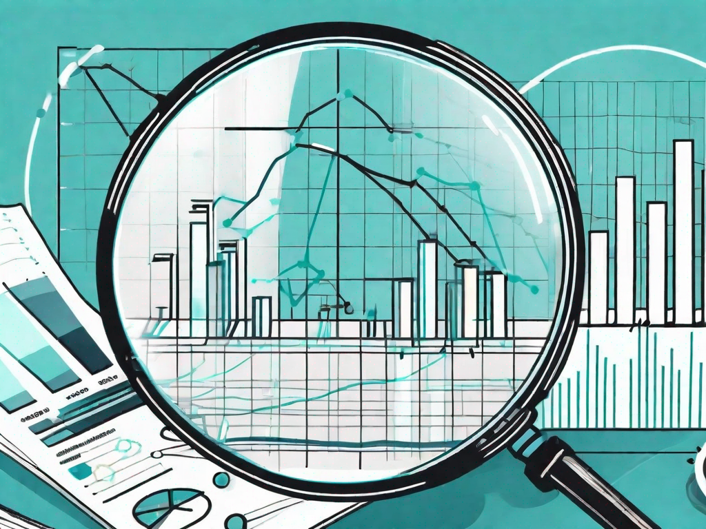 A magnifying glass hovering over a complex data chart