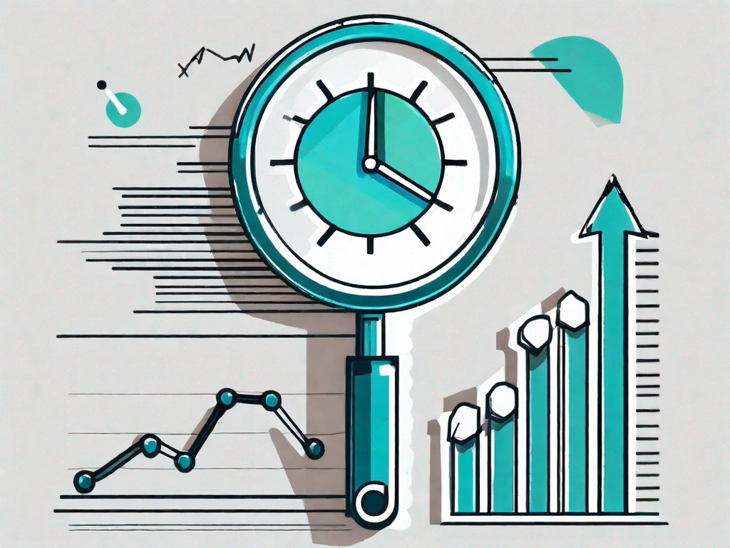 A magnifying glass focusing on a bar graph symbolizing business performance