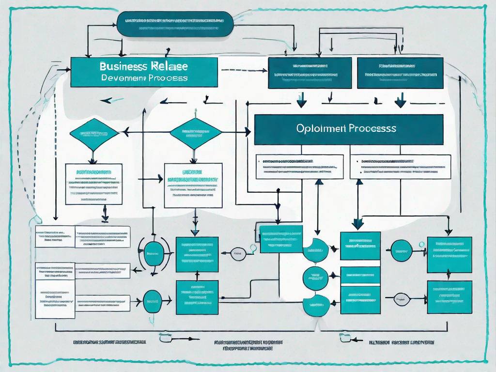 A complex flowchart representing a business operational release process