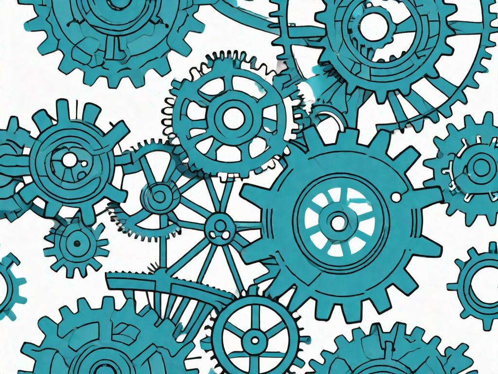 A complex network of interconnected gears and cogs