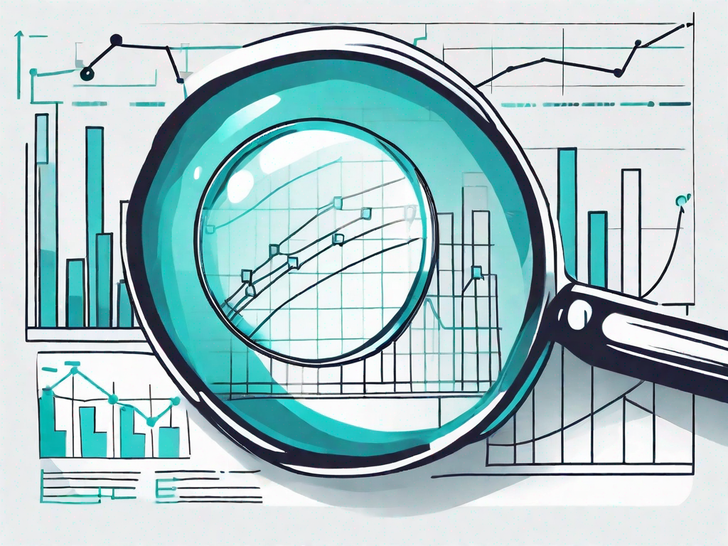 A magnifying glass focusing on a flowchart or a graph