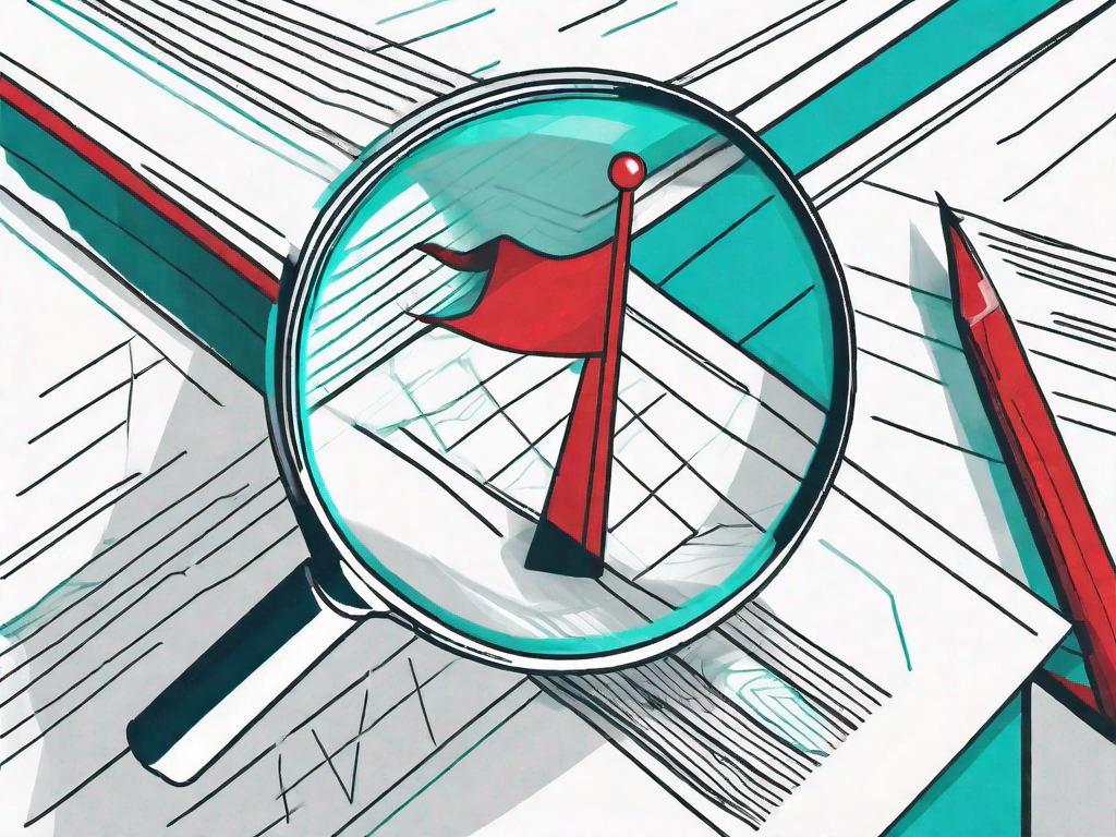 A magnifying glass hovering over a business report