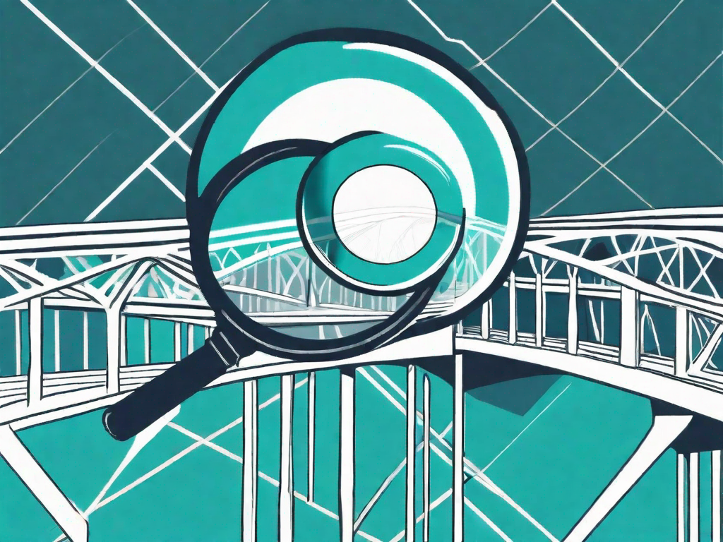 A magnifying glass hovering over a transitioning bridge