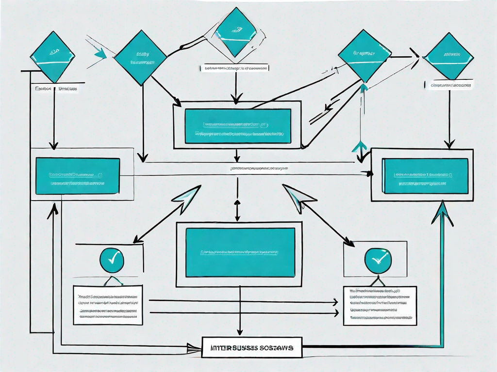 A flowchart with various interconnected boxes and arrows