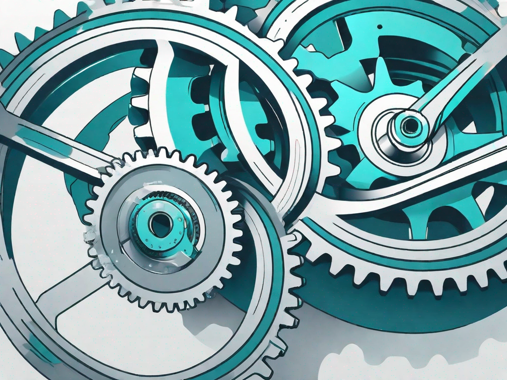 A system of interconnected gears and levers