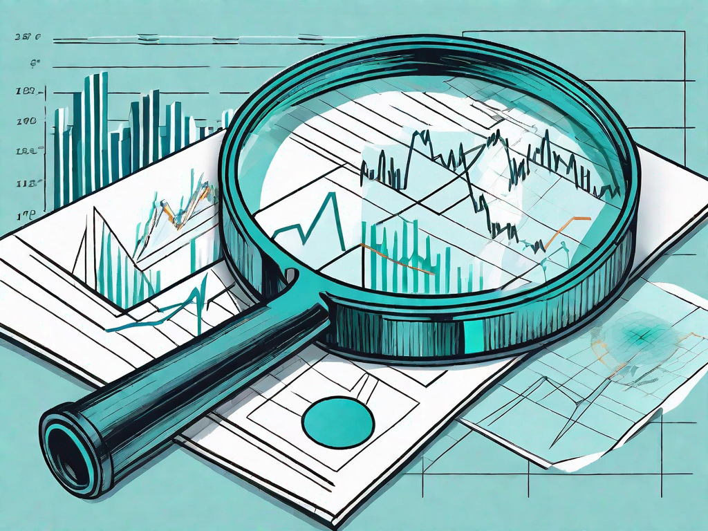 A magnifying glass hovering over a complex business chart to symbolize the deep examination involved in business analysis