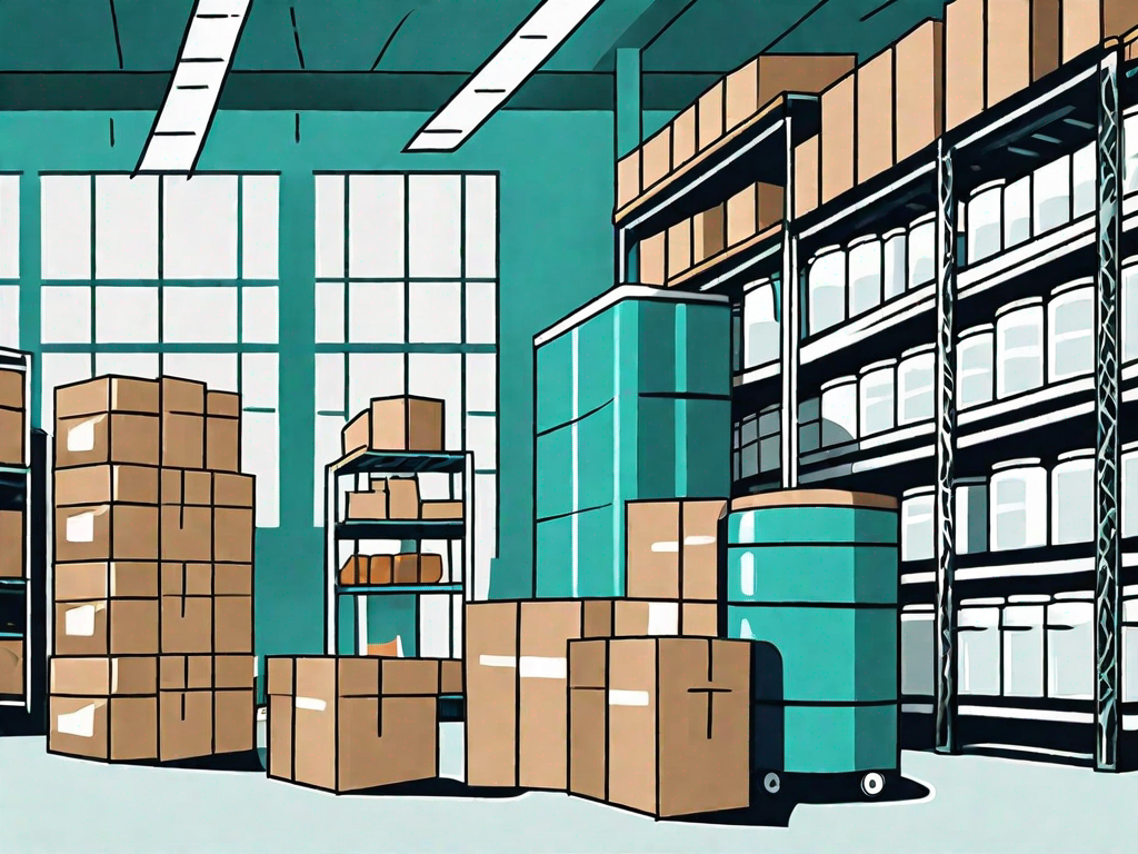 A warehouse filled with various types of supplies like boxes