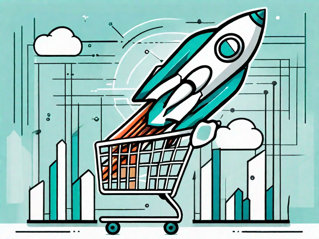 A startup rocket soaring upwards