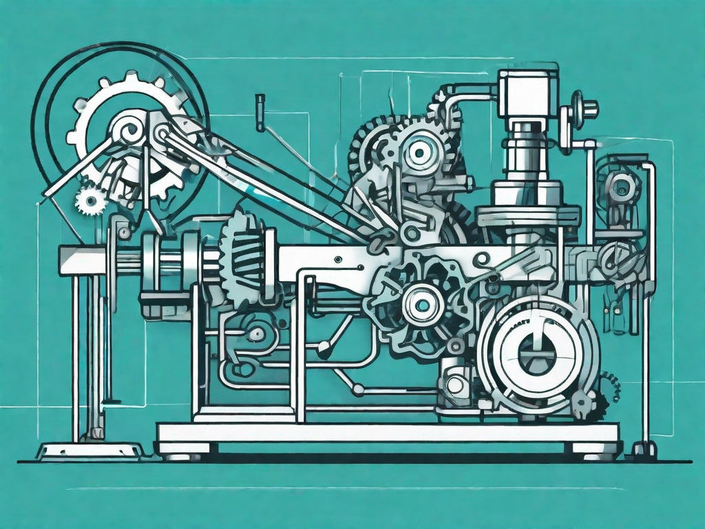 A dissected machinery with various parts being reassembled