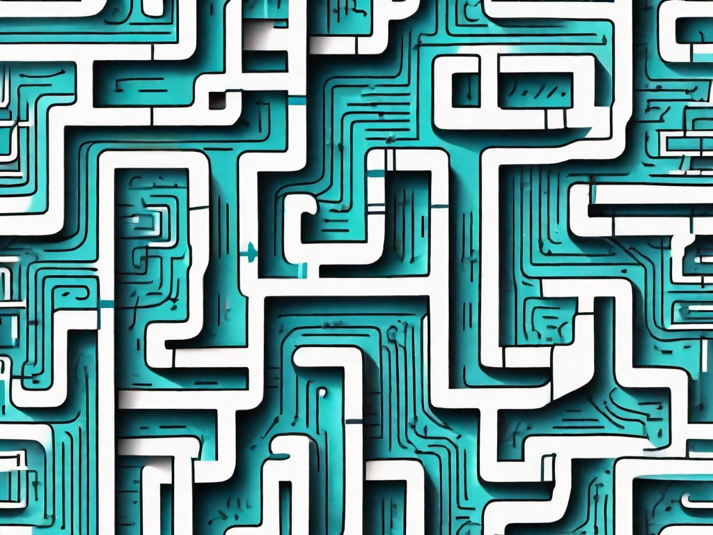 A complex maze shaped like a computer