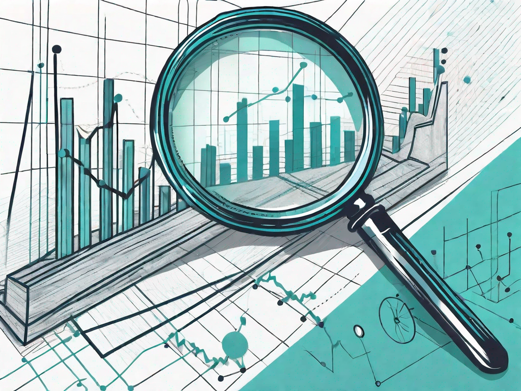 A magnifying glass hovering over a complex business chart to symbolize deep analysis