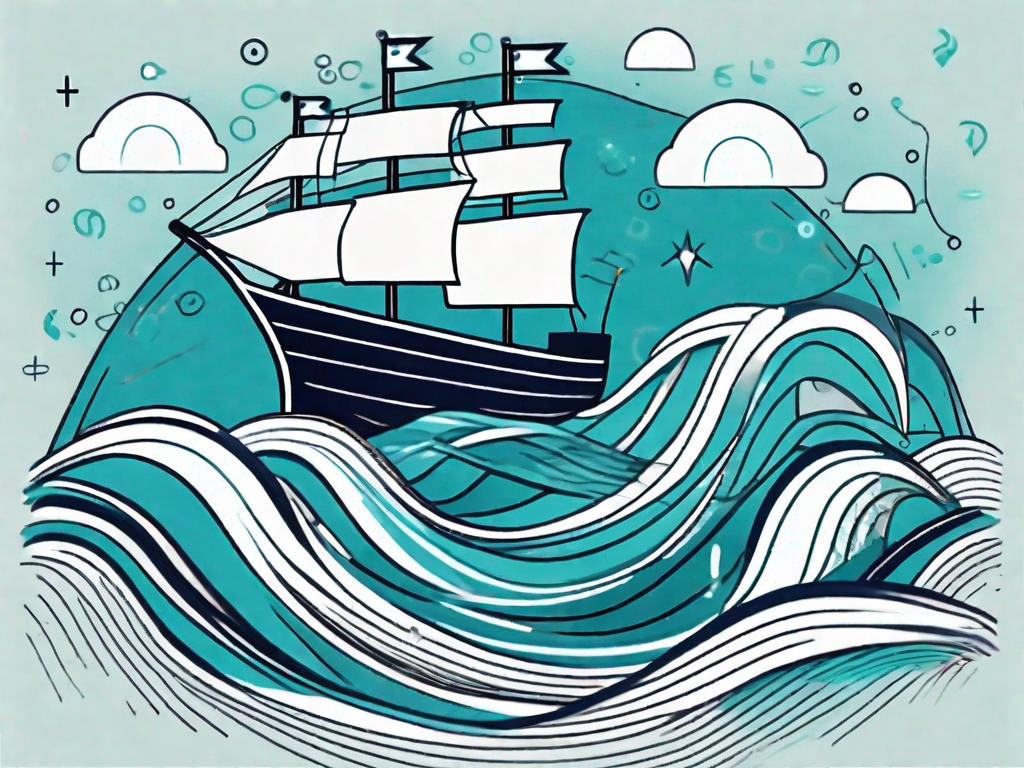 A symbolic representation of a b2b company as a ship navigating through digital waves