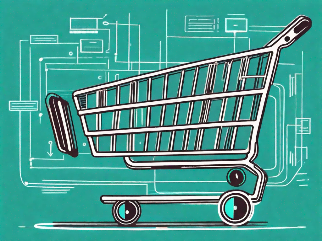 A shopping cart symbolically entering a digital interface