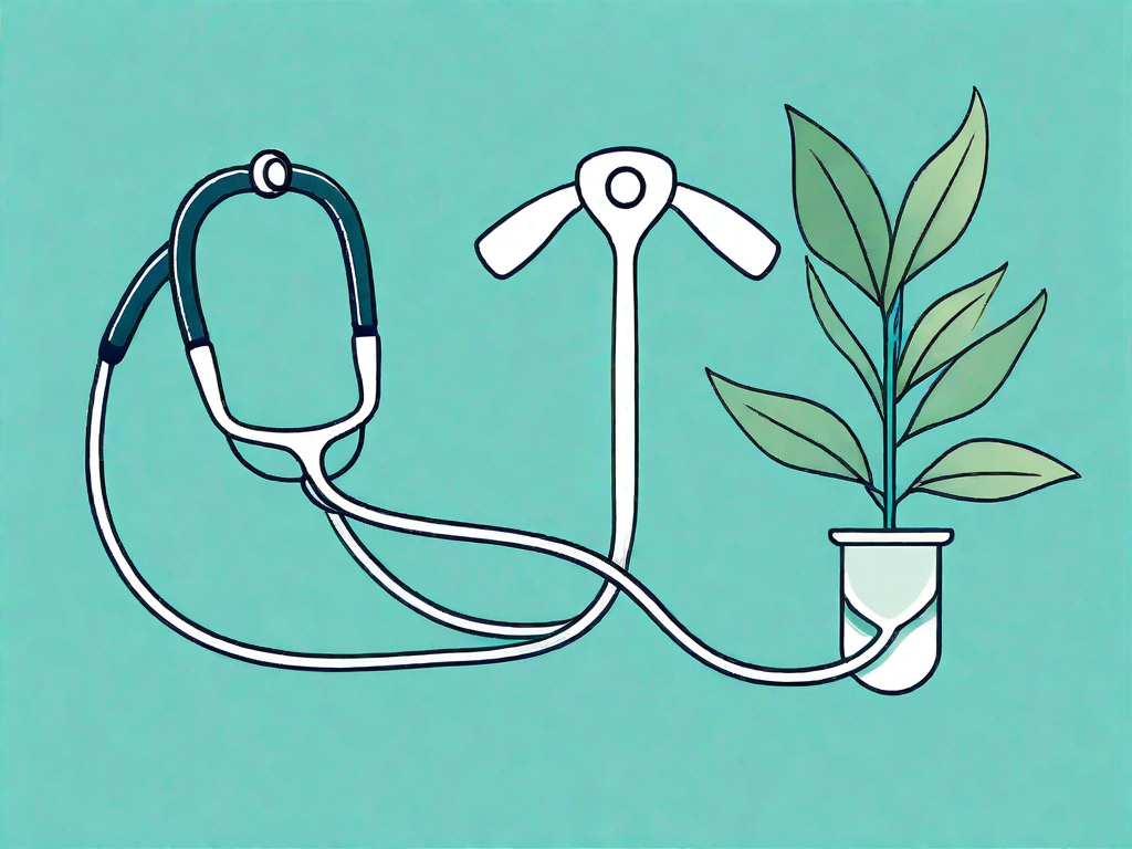 A stethoscope intertwined with a growing plant