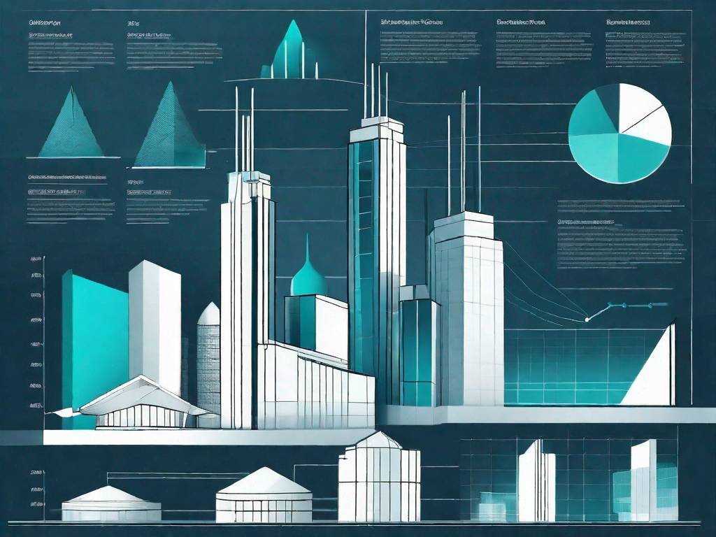 A modern architectural firm with various data charts