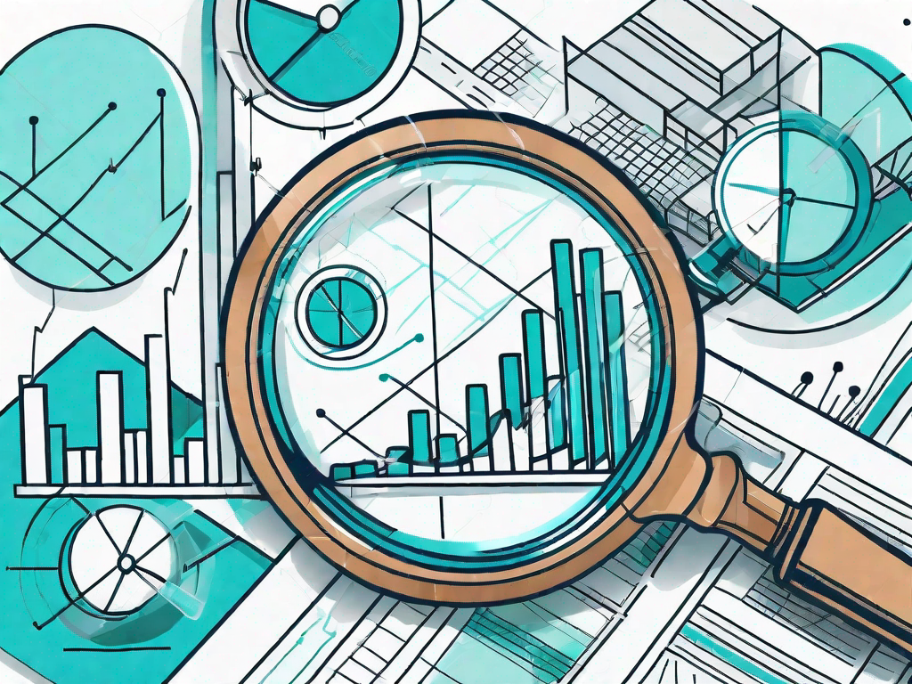 A magnifying glass hovering over a complex business chart to symbolize the analysis and facilitation in business