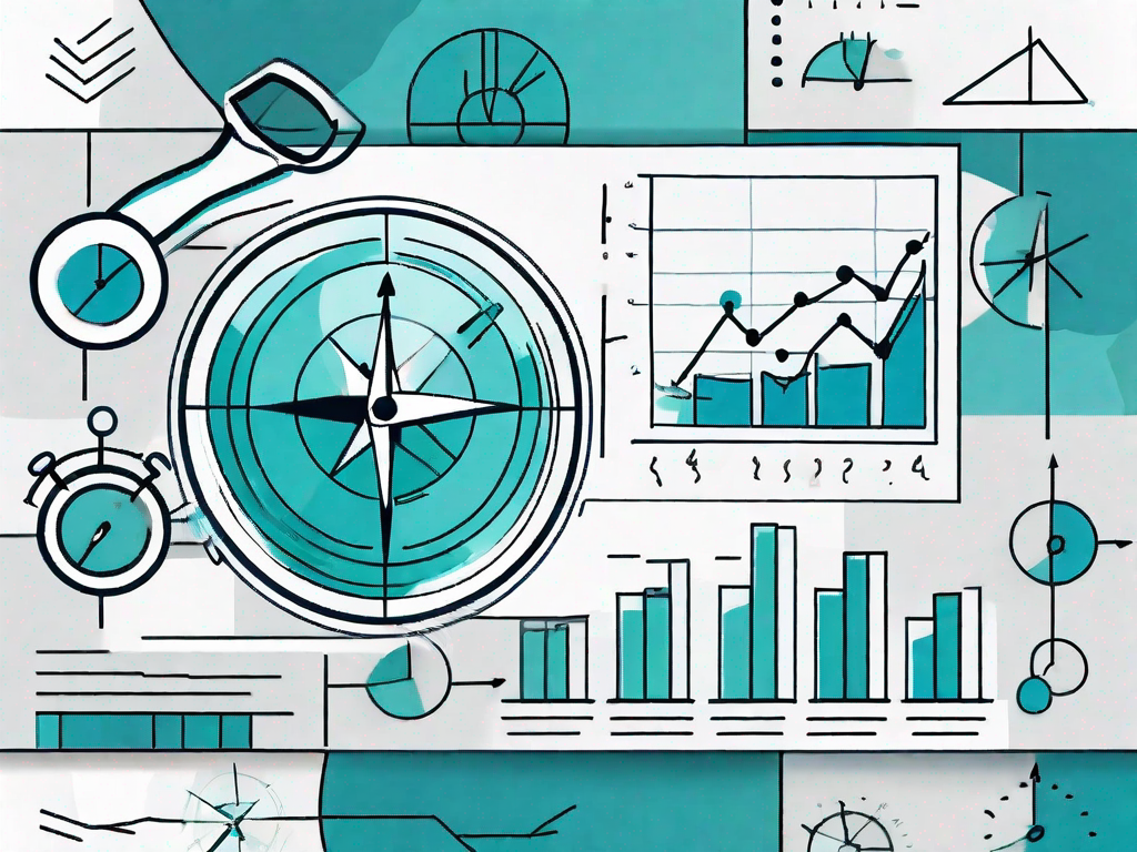 Various business-related elements like charts