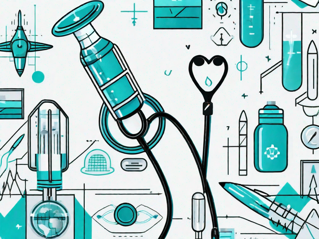 A stethoscope intertwined with a rocket symbolizing a product launch