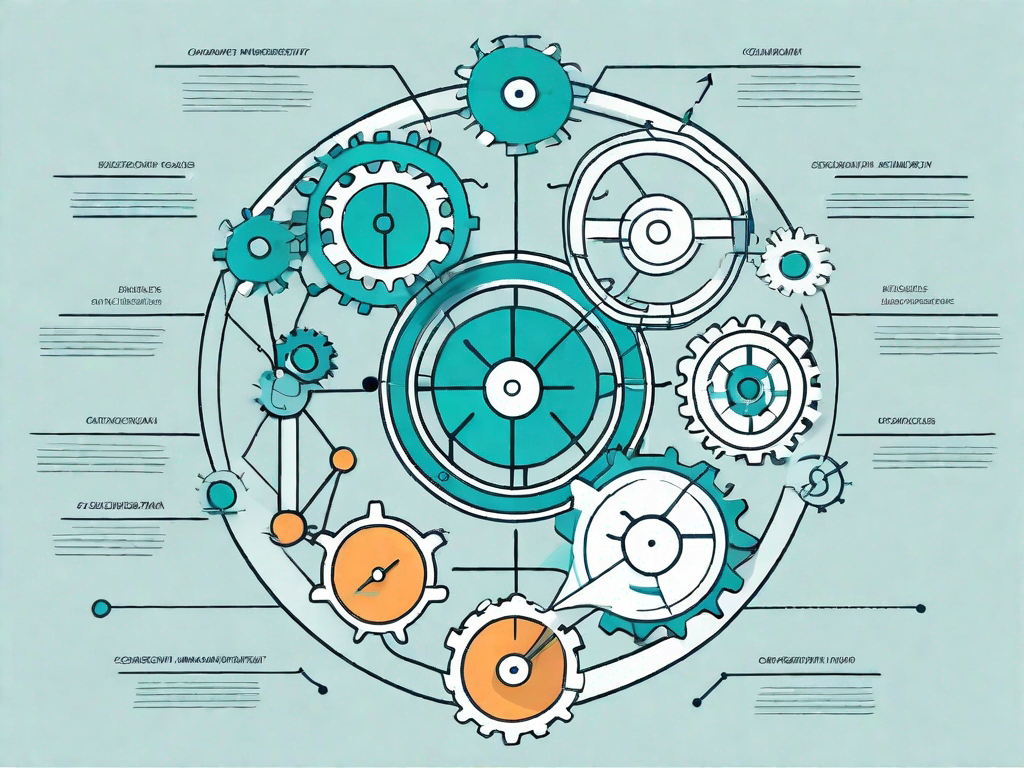 A project management flowchart with various business analysis tools and symbols