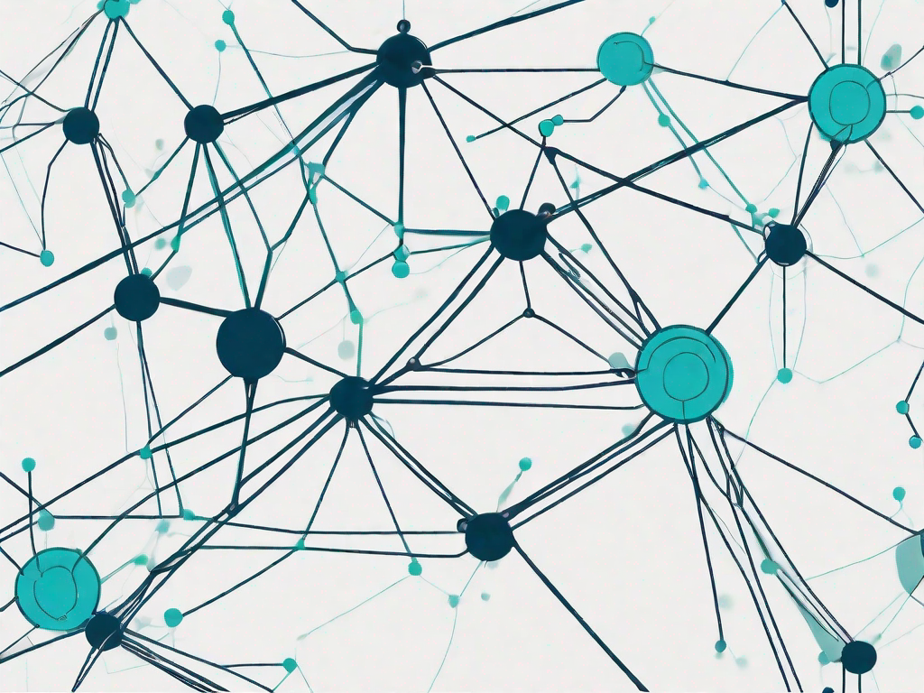 A complex network of interconnected digital nodes