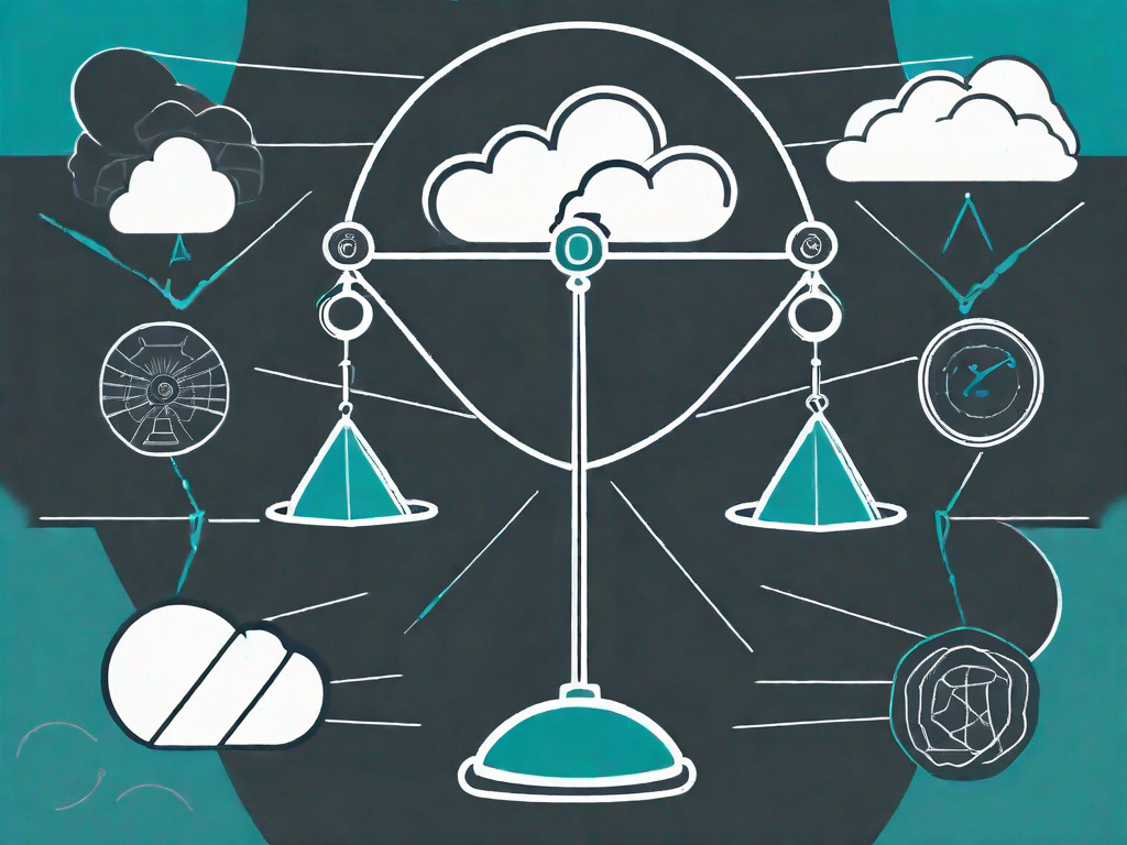 A balanced scale with four different sections representing strengths