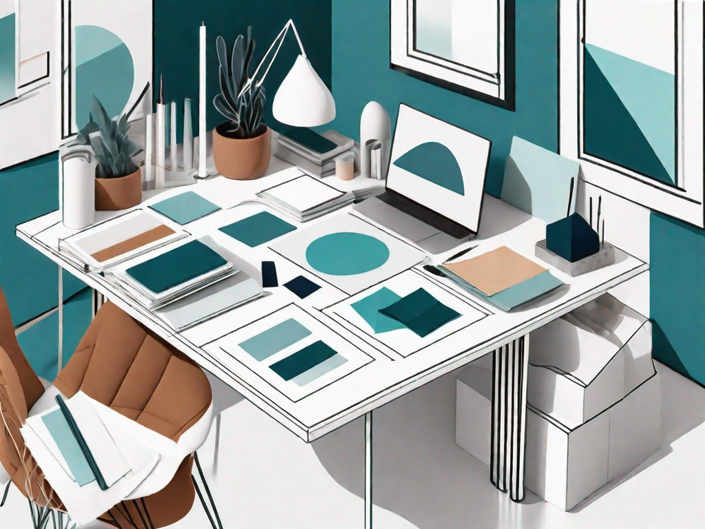 An interior design studio with various design tools