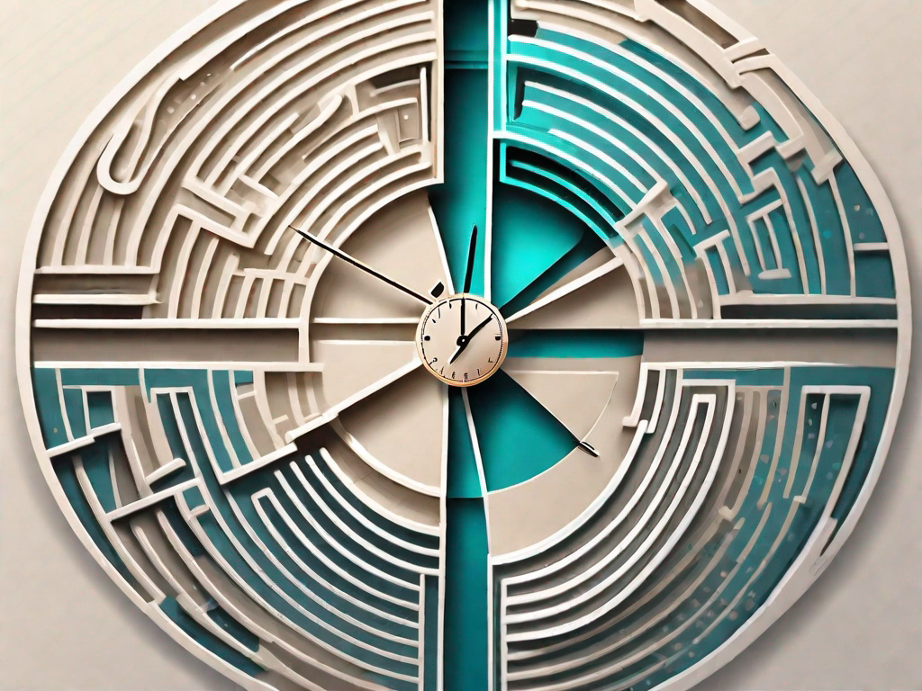 A sand clock in the middle of a complex labyrinth