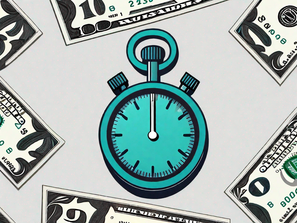 A budget-friendly measuring scale balancing a stopwatch and a dollar sign to represent the concept of measuring solution performance at a low cost