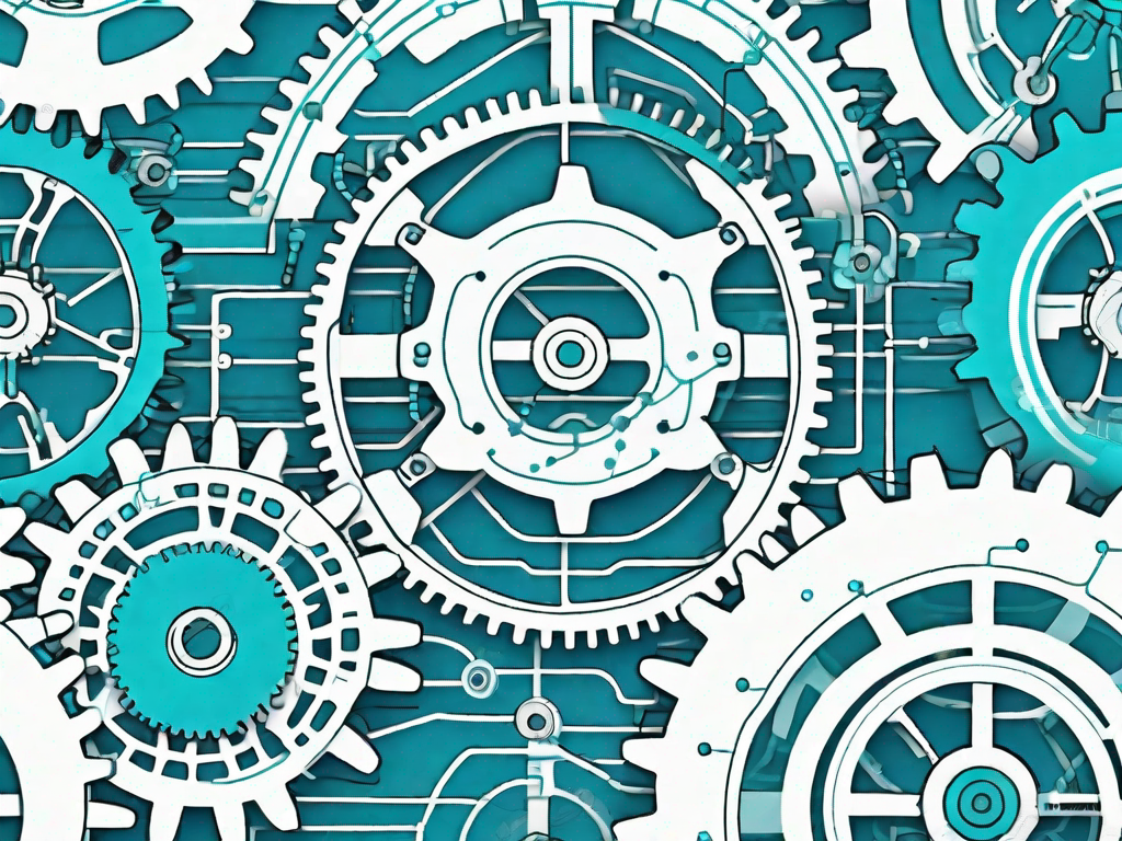 A complex network of interconnected gears and circuits