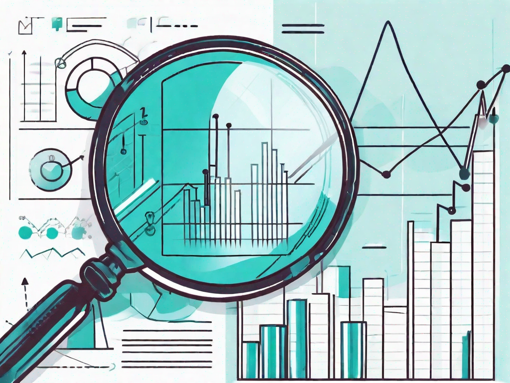 A magnifying glass hovering over a business chart to symbolize the process of verification in business analysis